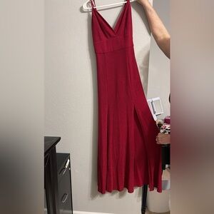 NWT Bebe double slit lurex jersey gown- Barbados red